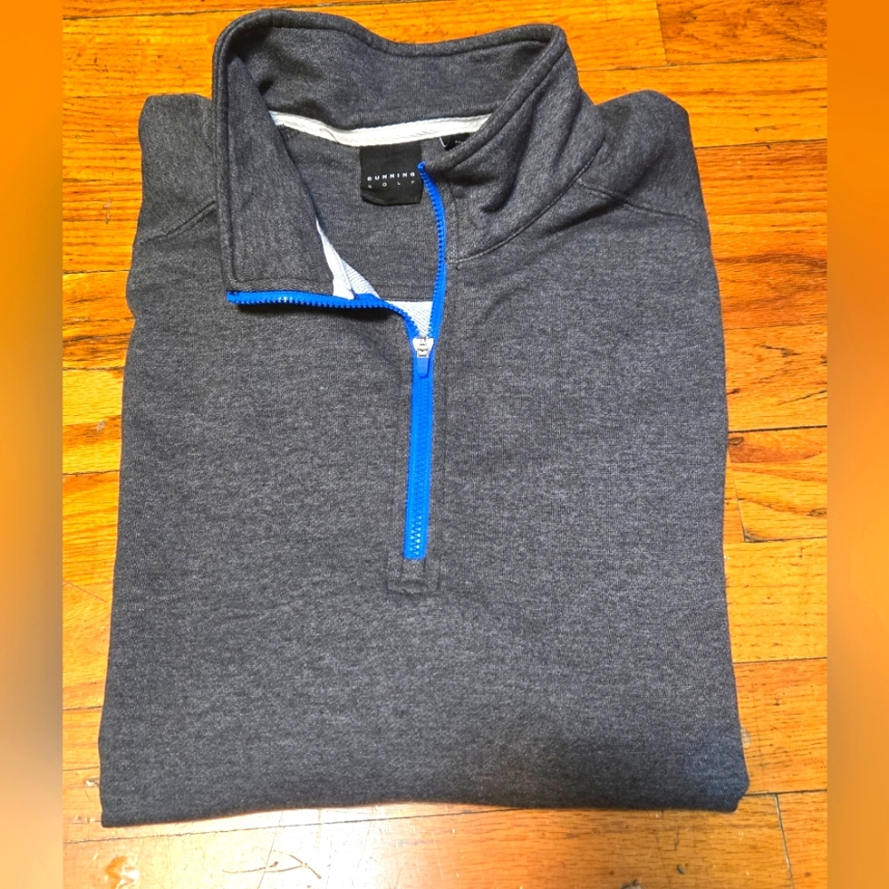 Dunning Golf Quarter Zip Performance Pullover Men's Adjustable Waist Grey- Large
